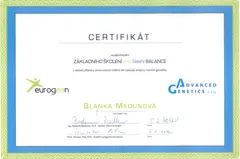 Certifikát EuroGeen Balance – stravování podle nutriční genetiky