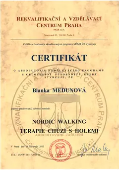 Certifikát Nordic walking – terapie chůzí s holemi