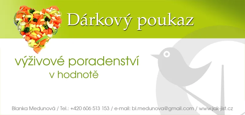 Ukázka dárkového poukazu na výživové poradenství